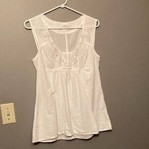 Sandwich 100% Cotton White Sleeveless Tank Top with Airy Fabric